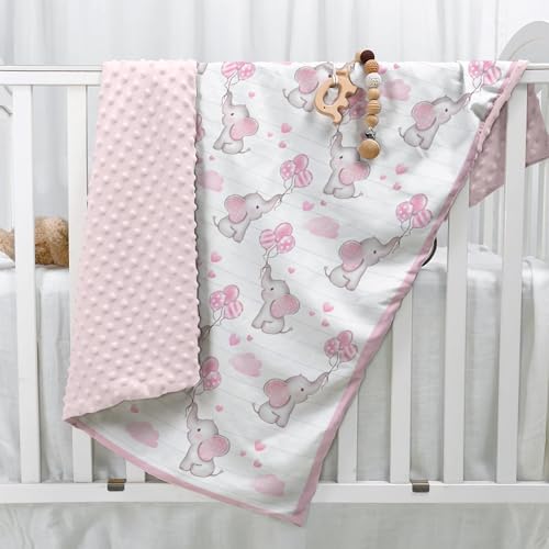 SANDJEST Elephant Kid Blanket for Girl - 30 x 40 Minky Throw Blankets for Girls - Gift for Kids on Birthday - color: Elephant
