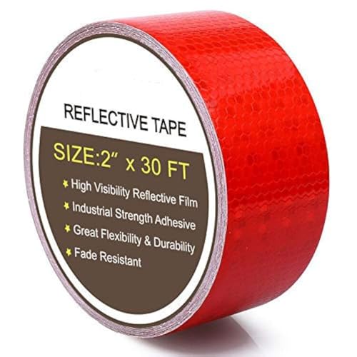 2" x 30 Feet Reflective Safety Tape Red Hazard Caution Adhesive, Reflector Tape Red For Trailers Cars - color: Red, size: 2" x 30 Feet