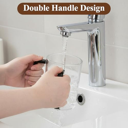 2 Pcs Judaica Hand Washing Cup with Dual Handles 5" Acrylic Clear Negel Vasser Hand Washing Cup for Jewish Ritual Netilat Yadayim Holiday Gifts (Black Handle) - color: Black Handle