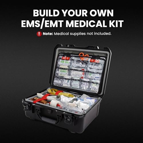 NANUK 940 Waterproof EMS/EMT Empty Hard Case with Dual-Compartment Lid Organizer and Padded Dividers – First Aid Organizer for Trauma Kits & IP67 Dustproof, Impact-Resistant – Black - color: Black