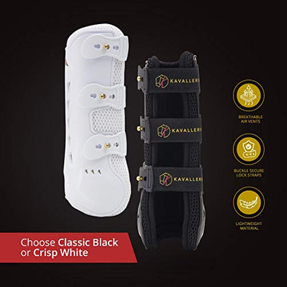 Kavallerie Classic Tendon Boots, Impact-Absorbing Material, Breathable & Evenly Distribute Pressure, Protect Tendon and Ligaments, Anti-Slip, Anti- Sore and Moisture Repellant Show Jumping Boots - color: Tendon Boots(Pro-K), White