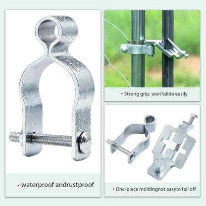 2-Pack T-Post Gate Hinge Kit, 1-5/8" Female Hinges and Hinge Pins, Galvanized Steel, 200° Swing for Chain Link/Metal Gates, Farm & Garden