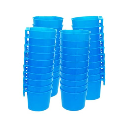40 Pack Cage Cups Birds Feeders Seed Bowl Chicken Feeding Watering Dish Rabbit Water Food Hanging Wire Cages Box 8oz Coop Cups for Pet Parrot Parakeet Gamefowl Poultry Pigeon (Blue) - size: 40PCS Blue