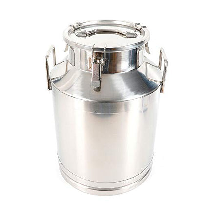 Milk Can Food Grade Stainless Steel Milk Transport Can Milk Bucket Wine Pail Bucket Milk Can Tote Jug with Sealed Lid for Milk Wine Liquid Storage Container (13 Gallon / 50 Liters) - color: 13 Gallon / 50 Liters