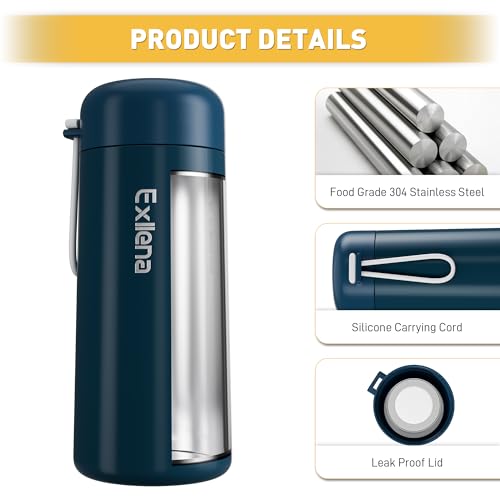 8 oz Water Bottles Made of 304 Stainless Steel, Small Water Bottles Double Wall Vacuum Insulation for Hot&Cold Drinks, Water Bottle Purse with Carry Handle - 100% Leakproof(Dark-Blue) - color: Dark Blue, size: 8.5 Ounces