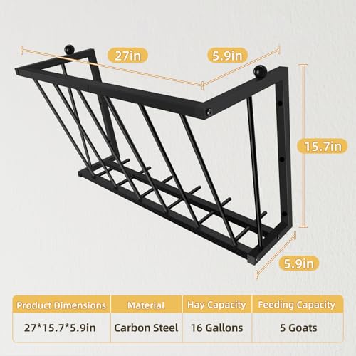 Hay Feeder 27 Inch Wall Mount Iron Rack for Horse Goat Sheep