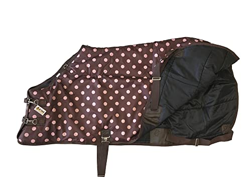 AJ Tack 420D Stable Blanket, Brown Pink Dots, 300g Fill 72" - size: 72 Inches
