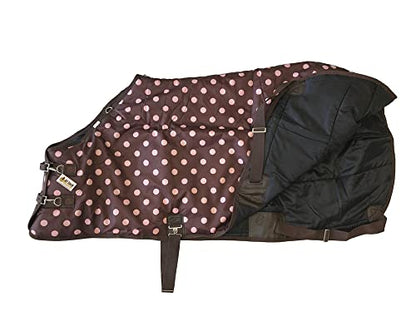 AJ Tack 420D Stable Blanket, Brown Pink Dots, 300g Fill 72" - size: 72 Inches