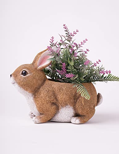 HAUCOZE Rabbit Planter Succulent Pot Animal Statue Modern Decor 8.7 Inch