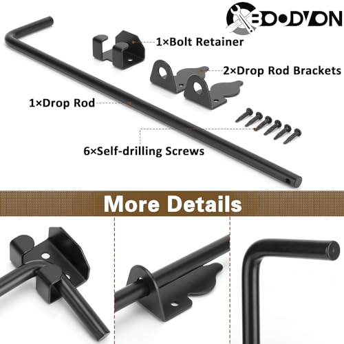 24 Inch Cane Bolt Gate Drop Rod Heavy Duty Gate Hardware, Gate Ground Latch for Wooden Fences, Metal Gates Doors Stopper for Gate Ground, Wrought Iron Gate Latches, Black Finish(1 Pack) - size: 24 Inch