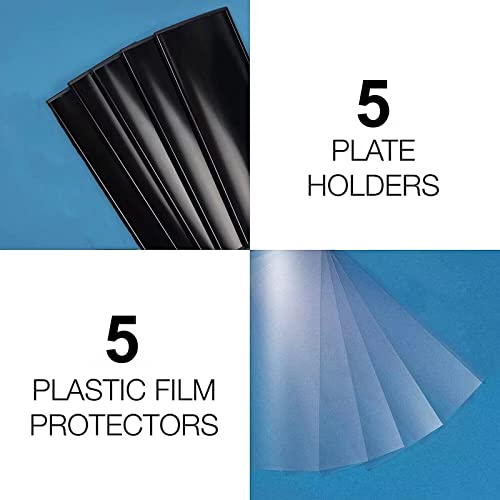 Set of 5 Curved Name Plate Holder for Wall or Door 8" x 4", Black | Wall-Mount Office Door Sign Holder, Sturdy Aluminum Sign Frame for Business Cubicle, Adhesive Tape & Protective Plastic Film - style: 5 packs Curved Sign Holder