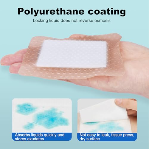 60 Pcs Silicone Foam Dressing 4x4 Gentle Border, Waterproof Silicone Bandages for Wounds Care, Bed Sore Patches, Super Absorbent Wound Dressing, Self Adhesive Pressure Sore Pads - size: 4''x4'' (60 Packs)