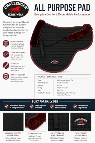 St. Charles Horse Quilted English Saddle PAD Trail Contour Fleece Lined Black Brown 72108