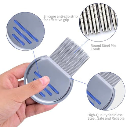 LABOTA 9 Pcs Lice Combs, Flea Combs, Hair Comb Double Sided Fine Tooth Combs, Removal Dandruff Comb with Metal Teeth, Stainless Steel Louse and Nit Comb for Head Lice Treatment