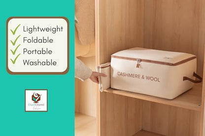 100% Cotton Cashmere & Wool Storage Bag – Breathable Sweater Storage Bag for Cashmere, Wool, Knitwear & Delicate Garments – Dust & Moisture Protection - size: Cashmere Bag