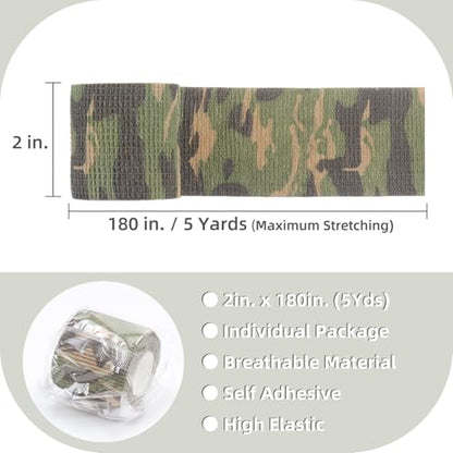 IndigoCase 6 Pack Self Adhesive Bandage Wrap 2 Inch x 5 yd Elastic Tape - color: Camo-mix, size: 2 Inch - 6 Pack