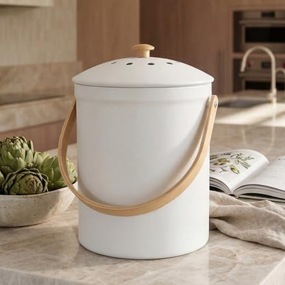 Beautiful Kitchen Compost Bin with Smell Proof Lid for Your Countertop - color: Beige