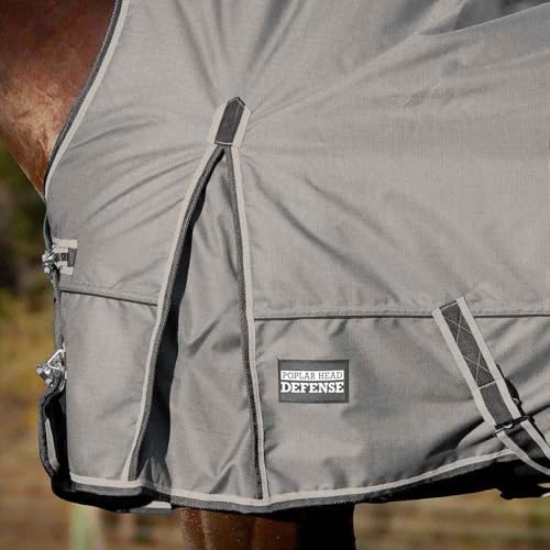 Jeffers Poplar Head Defense 1680 Denier Turnout Blanket with Extended Neck Design, Plymouth Brown 75"- 240g Polyfill, Waterproof, Breathable Horse Blanket, Ideal Protection for Winter, Medium Weight - size: 75 in
