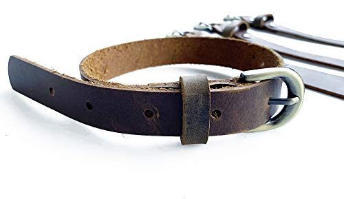 Jeereal Genuine Leather Stirrup Straps (4 Pack) with Metal Buckle Adjustable Length - color: Dark Brown