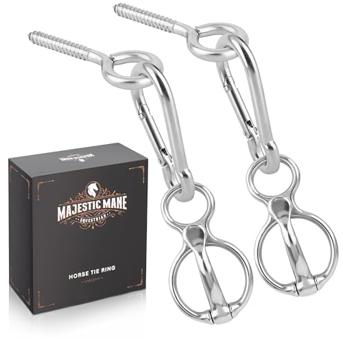Horse Tie Ring (2 PCS) - Stainless Steel Tie Ring - Strong Magnets - Extra Large Carabiner Clip - Horse Tack and Supplies, Horse Training Equipment, Safe Horse Accessories