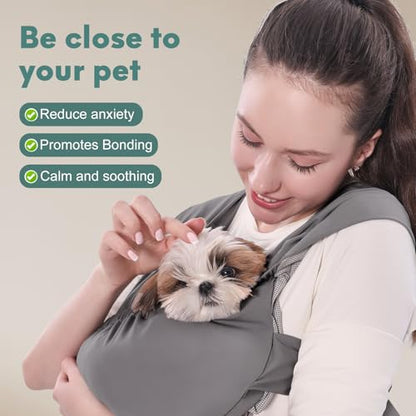 Supet Dog Sling Carrier for Small Pet, Adjustable Hands Free Front Backpack - color: Grey, size: Plus