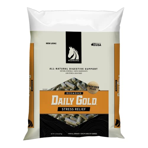 REDMOND Daily Gold Pellets Stress Relief, Natural Healing Clay for Gastric Ulcers in Horses (15 LB) - size: 15 lb Pellet (Single)