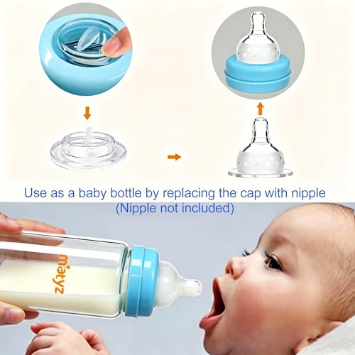 Matyz Glass Breastmilk Storage Set, 4 Pack 10oz, Compatible with Spectra Medela Philips Avent Pumps, Wide-Mouth Leakproof Containers for Freezing & Feeding, BPA-Free (Blue Lids) - color: [4 Pack] Blue Lids - 10 Ounce Borosilicate GLASS Bottle