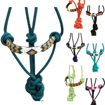 Majestic Ally Padded Beaded Nose Braided Rope Halter with 10' Matching Lead - Full (Hunter Green) - color: Hunter Green