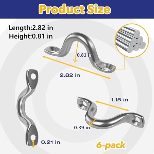 6-Pcs Replace Trailer Tie Loops, 2.82" Lx0.81 Inner Hx0.39 T