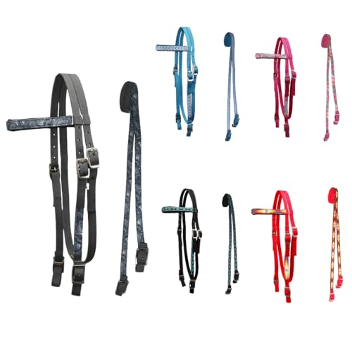 Tahoe Tack Overlay Printed Nylon Western Browband Headstall with Matching Split Reins 1 Year Warranty - color: Paisley, size: Full Horse