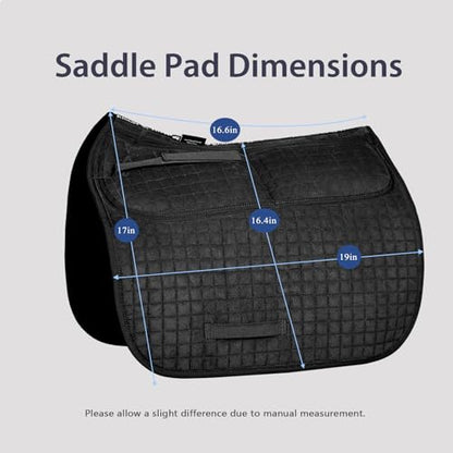 Harrison Howard Diamond Quilted Dressage Saddle Pad Adjustable with 4 Pockets and Foam Inserts with Differentiated Thickness Horse Riding Pad with Added Cushioning and Comfort
