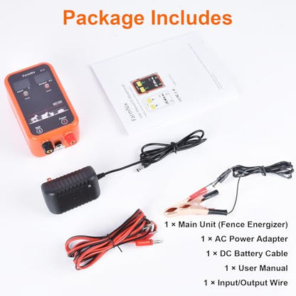 FarmNix 10KV Electric Fence Charger with LED Indicator, 5 Miles Electric Fence 1 Joules Pulse Energy,Waterproof Electric Fence Kit Suitable for Farm Animals,Pets,Poultry,Ranches and Gardens