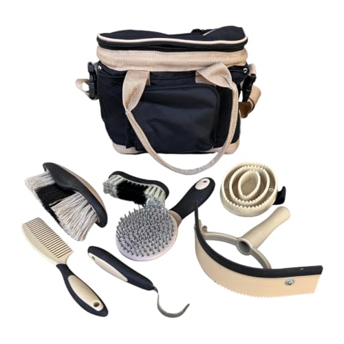 AJ Tack Horse Grooming Bag with 7 Grooming Tools, Shoulder Strap