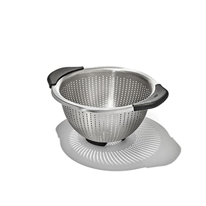 OXO Good Grips Strainer - 3 Qt Capacity, Stainless Steel | Colander, Nesting Design For Easy Storage, Non-Slip Handles, Drains Pasta And Vegetables, Dishwasher Safe - size: 3 Qt