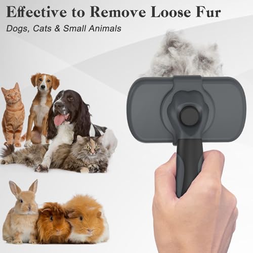 Swihauk Self Cleaning Slicker Brush - Skin Friendly for Dogs & Cats, Deshedding Grooming Tool for Shedding Hair, Puppy Brush for Haired Pets - color: Gray