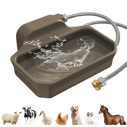 135OZ Automatic Water Dispenser for Large Dogs Patented Outdoor Dog Water Bowl Dispenser Automatic Dog Feeder Fit 3/4'' GHT Faucet Dog Waterer Include Water Hose Extra-Large Drinking Area Brown - color: Brown