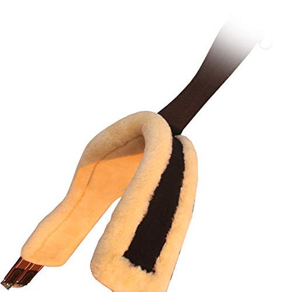 Exion Over Lay Girth with Snap and Sheep Skin Lining/Brown Elastic Grey & Maroon Lines | 120 cm / 48 inches/Sheep Skin Padding