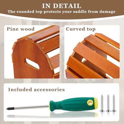 Eccliy Pine Wood Arched Saddle Rack Stand 20x12x20in, Semicircle - style: Semicircle