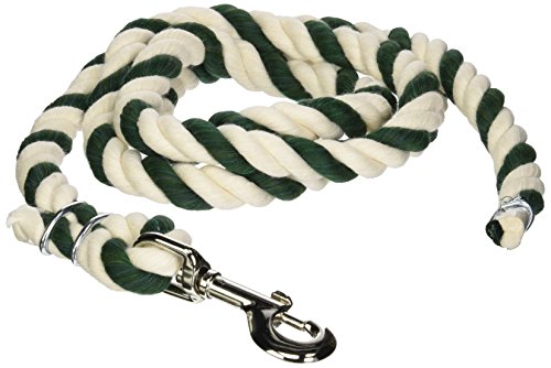 BEILER'S 700-Green/White Cotton Lead Rope with Swivel Snap, 6', Green/White