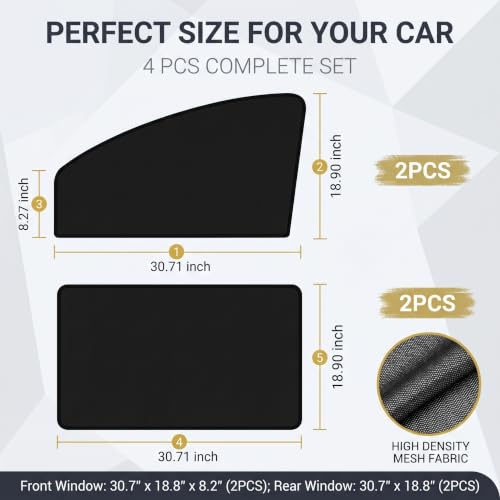Side Window Sun Shades, Blocking & Heat Insulation Window Sunshades, Blackout Privacy Blind Cooling Curtains for Front Rear Windows, Fit for Taking a Nap, Changing Clothes, Camping (Black)