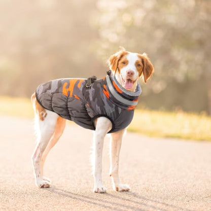 Lelepet Dog Winter Coat with Harness, Waterproof Reflective Camo Jacket - color: Black Camo, size: X-Small