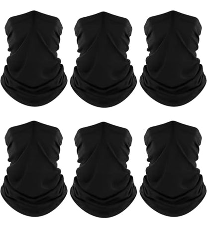 Fuinloth Neck Gaiter, 6 Pack Cooling UV Protection Bandana Face Mask Gator - color: 6 Black