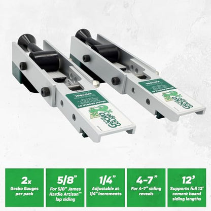PacTool Gecko Gauge Artisan Kit - 5/8" Fiber Cement Siding & Hardie HZ6 - size: 5/8” Thickness for Hardie Artisan Siding, style: ALUMINUM