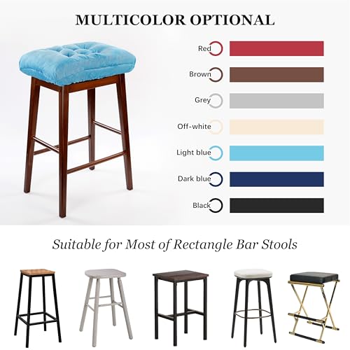 Rectangular Stool Cushion Set of 2, Soft Saddle Stool Cushions with Ties, Nonslip and Washable, Light Blue, 18 x 10.5 x 4 Inch - color: Light Blue, size: Pack of 2