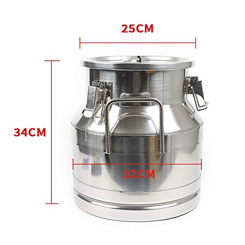 Milk Can, Stainless Steel Milk Jug with Handle & Lid, Heavy Duty Milk Pail Bucket for Milk Wine Storage (20L/5.25 Gallon) - size: 20L/5.25 Gallon