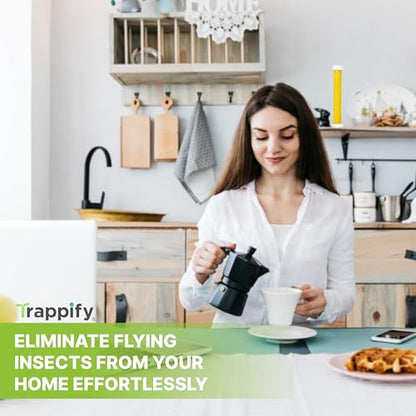 Trappify Hanging Fly Trap & Fruit Fly Traps for Indoors, Yellow, 4 Pack | Recycled Paper Stick with Ultra-Tacky Adhesive and Bait Cup, Hangs in Kitchens, Patios, Barns, Catches Flies and Gnats - size: Pack 4