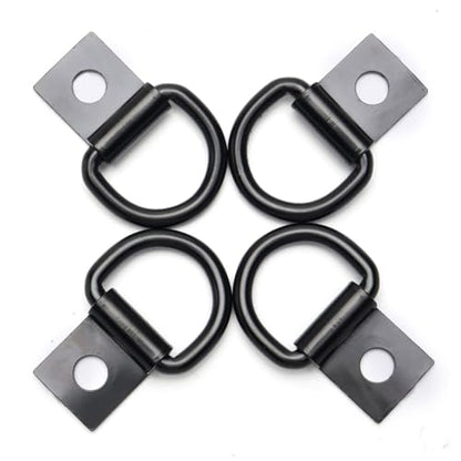 4 Pcs D-Rings Tie Down Anchor Hooks, 10mm Fixing hole D-Ring for Pickup Truck Bed Deck Rails T Slot Nut Screw, Heavy Duty Steel D Ring for Trailer, Camper, Warehouse, Garage, Cargo Cover Mounts, Black - color: Black