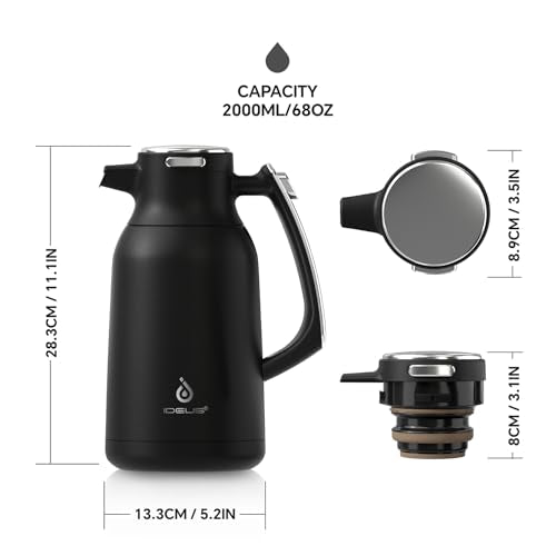 IDEUS Thermal Coffee Carafe 68oz, Beverage Dispenser Black - color: Black, size: 68 Ounces