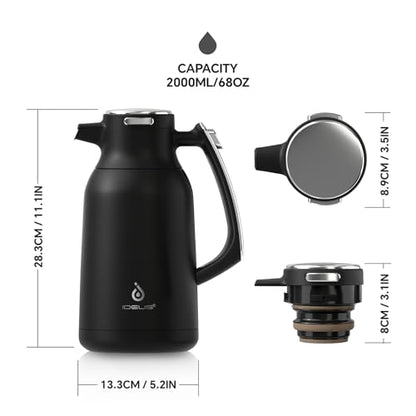 IDEUS Thermal Coffee Carafe 68oz, Beverage Dispenser Black - color: Black, size: 68 Ounces
