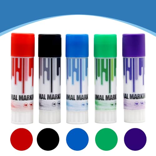 Livestock Marker 5 Pack Multi-Color Marking Stick for Pig Cattle Sheep Goat